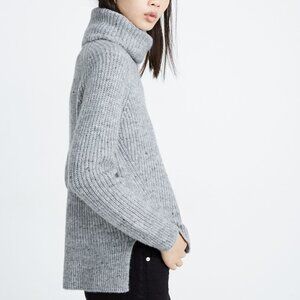 MADEWELL Gray Wool Blend Donegal Mercer Turtleneck Sweater, Sz M, Used